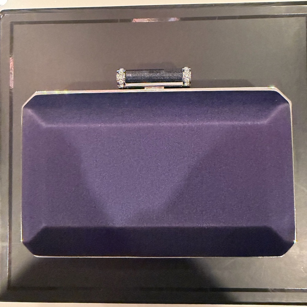 Judith Leiber Navy Clutch with Crystal Accents